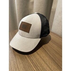 Avid Gear Hat Snapback Baseball Hat Tan/Gray Black Sportfishing Leather Patch 🧢